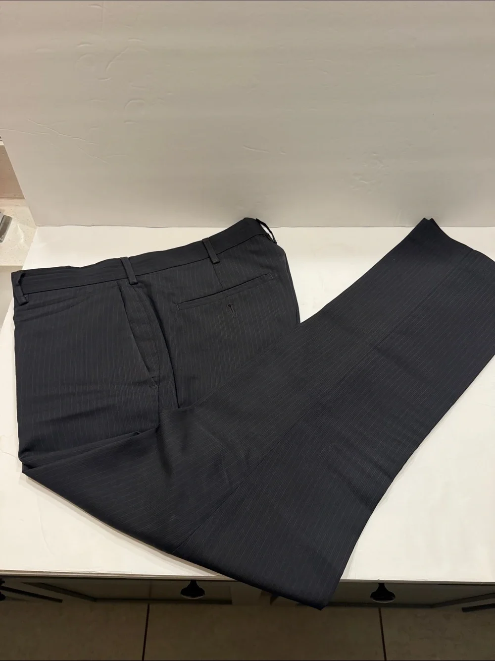Perry Ellis Men's Dark Charcoal Pinstripe Dress Pants